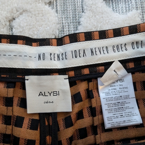 🪞 Alysi  plaid Black/orange Trouser Size 2 made in Italy retail $300 - Picture 5 of 12